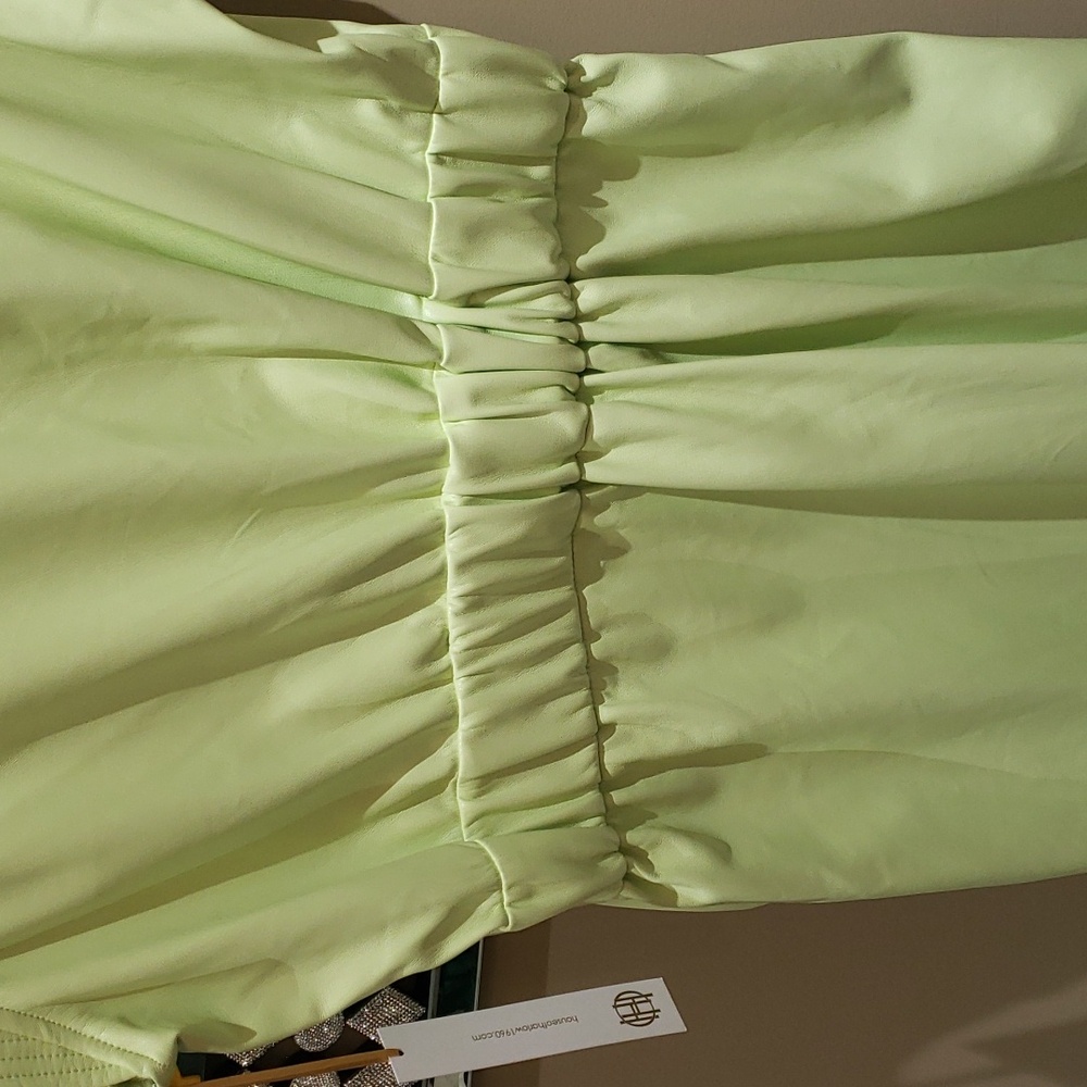 Nwt House of Harlow Lime green faux leather dress medium &small - Picture 11 of 13